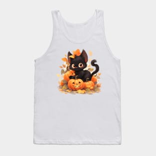 Happy Black Halloween Cat Tank Top